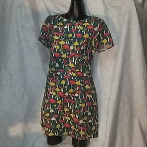 Mushroom Vintage mod mini dress pockets print